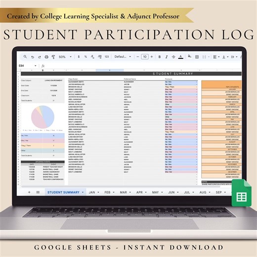 Student Participation Log Classroom Behavior Tracker Participation Chart Digital Classroom Chart Teacher Planner 2026 Teacher Organize Chart - Etsy Canada