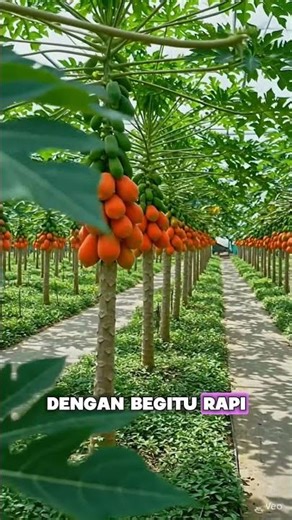 The appearance of a papaya orchard that is very beautiful and very neatly arranged