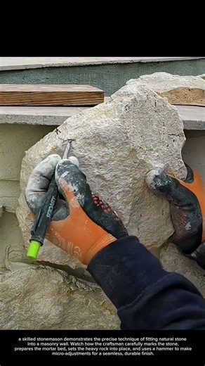 How Master Masons Fit Natural Stone Perfectly 🧱 #stonemasonry #construction #craftsmanship