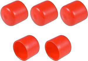 uxcell 5pcs Rubber End Caps 23mm ID Vinyl Round End Cap Cover Screw Thread Protectors Red