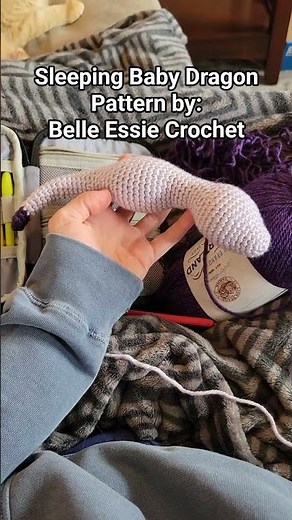 Adorable Sleeping Baby Dragon! Crochet Pattern by: Belle Essie Crochet. So many tiny pieces to sew!