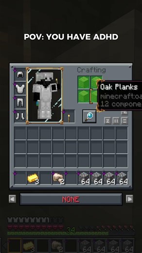 Having ADHD In Minecraft Be Like #minecraft #shorts #minecraftshorts