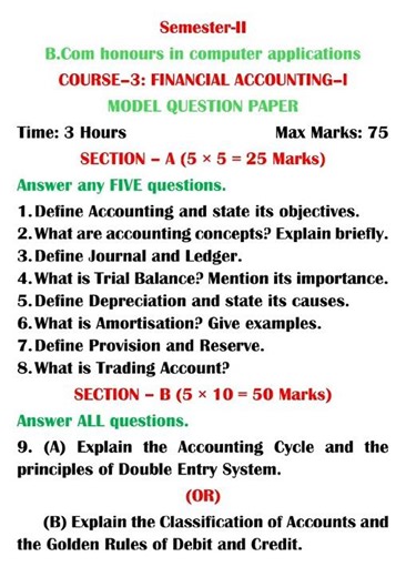 Semester-II B.Com Hons (Computer Applications) | E-Commerce & Web Development Model Question Paper