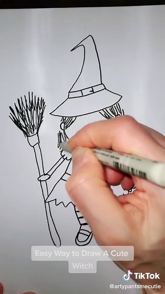 Easy Halloween Witch Drawing Tutorial for Kids