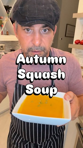 🍂 Autumn Squash Soup (Panera-vibes but homemade!) 🍁 Made with butternut squash, pumpkin, shredded carrots, onion, fresh ginger, lemon zest and a squeeze of lemon for brightness. Puréed silky smooth and finished with a splash of heavy cream. Cozy, creamy, slightly sweet and gingery — honestly tastes better than Panera. Perfect fall bowl. Recipe: Sauté onions in a little butter. Add shredded carrots cubed butternut squash. Stir in ginger and lemon zest. Add pumpkin and stock, simmer until squash