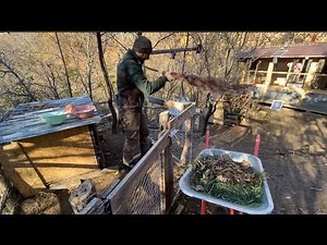 He lives on the mountain peak with his animals and is happy. He makes traditional quince jam.