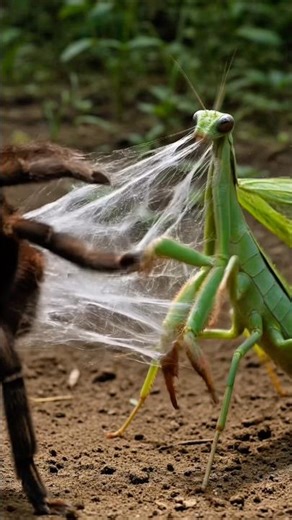 Tarantula vs Praying Mantis | Predator Battle in the Wild 🕷️ #wildimaxvision #spider #asmr #wild