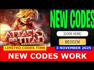 *NEW CODES November 3, 2025* Attack on Titan Revolution ROBLOX | LIMITED CODES TIME