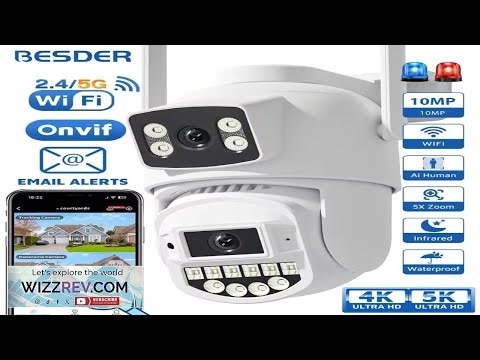 BESDER 8MP PTZ 5G HZ Wifi Camera Outdoor Auto Tracking Dual Screen