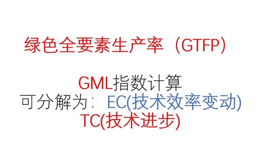 GML指数计算，绿色全要素生产率，可分解为EC(技术效率变动)、TC（技术进步），SBM-GML、SBM-DDF、GML-DDF、EBM-GML均有