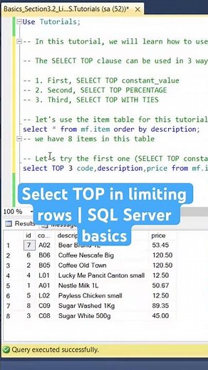 How to limit rows using SELECT TOP? | SQL Server Basics