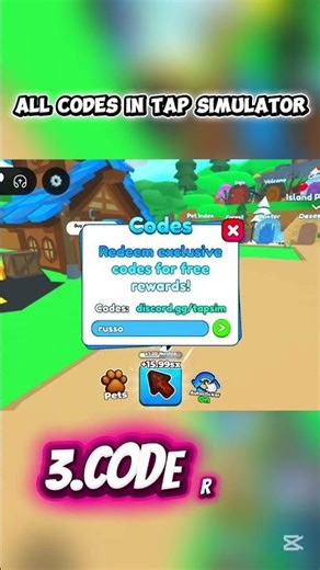 🔥ALL NEW CODE IN TAP SIMULATOR!😱 #tapsimulator #roblox