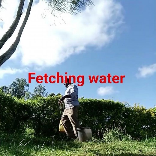 Fetching water from a well in the village