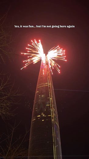 Nikita Shekhawat 💜 on Instagram: "‼️Read the Caption ‼️ Fireworks at Lotte World Tower were stunning ✨ no complaints there but I wish it was a bit longer • Korea was actually quite prepared — crowd control, transport planning, everything • But the number of people showed up like everyone in Seoul + tourists decided to come together • Crowd etiquette? Optional, apparently • Especially wish some Desi guys understood basic public behaviour and personal space • After the fireworks, getting home tur