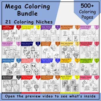Printable Coloring Pages Mega Bundle for Kids for Classroom & Homeschool