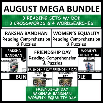 August Activities | Reading Comprehension | Puzzles | Middle | Games | Worksheet