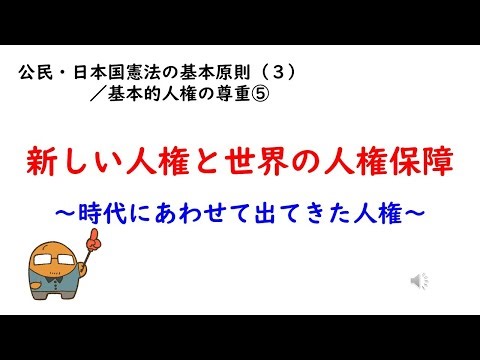 （公民13）日本国憲法⑧新しい人権と世界の人権保障