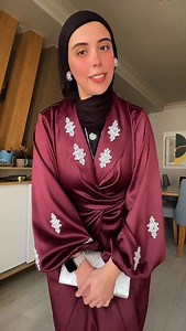 Elegance wrapped in burgundy ✨ Ready for the next occasion ❤️ satin dress, modest fashion, burgundy, wrap dress, occasion wear, embellished #hijabstyle #modestfashion #satindress #burgundy #ootd occasionwear | Cairo Fashion Boutique
