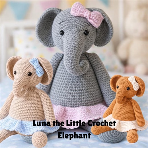 Luna Crochet Elephant Pattern, Crochet Elephant, DIY Elephant Pattern, Elephant Plushie Crochet Pattern Tutorial, Amigurumi Toy Tutorial - Etsy
