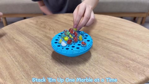 Marble Balance Game, Wobble Marble Stacking Game for Kids 6+, Family Games for Kids and Adults with Built-in Storage, Marbles Board Game for 1-4 Players, Fun Birthday Party Games Toys
