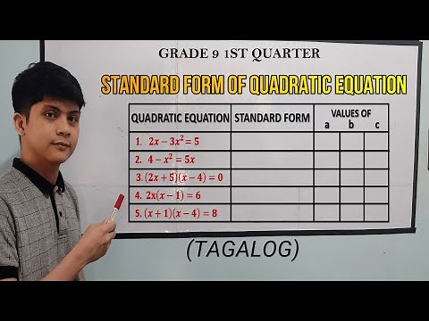 [MATH 9] Standard Form Quadratic Equation in TAGALOG
