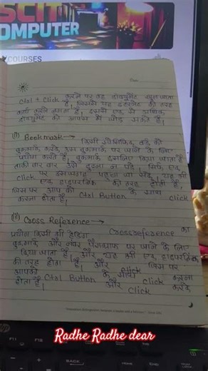 Ms word insert menu me cross reference and bookmark option is most important #notes #shortvideo scit