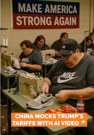 Friendly Neighbour (@friendly_neighbour416) - An AI-generated video from China is going viral — mocking the effects of U.S. tariffs under Trump’s campaign slogan “Make America Great Again” Here’s what’s happening: • 🎥 32-sec TikTok clip shows glum, tired U.S. textile workers in sweatshop-like conditions • 🧵 Background: These are the types of jobs that were outsourced over past decades • 🎶 Traditional Chinese music plays as the MAGA slogan appears • 📲 Posted on Chinese TikTok (@axiang67), now