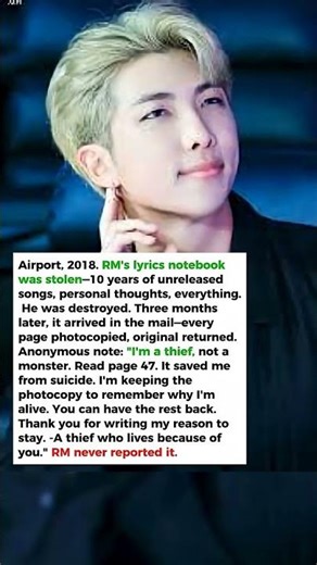 What Happened to BTS RM's Lyrics Notebook After It Got Stolen Will Haunt You 💔 #shorts