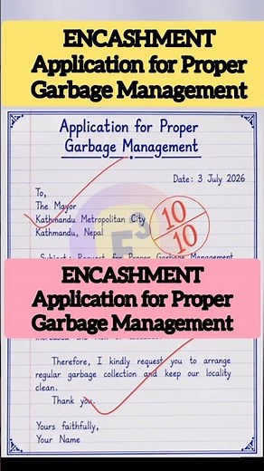 APPLICATION FOR PROPER GARBAGE MANAGEMENT | English Application Writing Step by Step