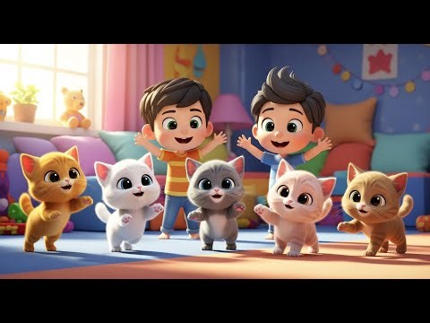 Five Little Baby Kittens Pounce Pounce Pounce | Cute Cat Song & Nursery Rhymes