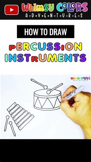 How to Draw Percussion Instruments for Beginners | Step-by-Step Easy Drawing Tutorials