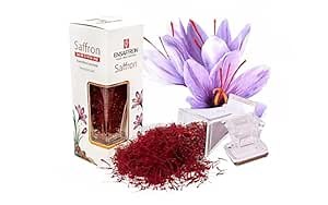 EnSaffron – 4 Gram Natural Premium Thick All Red Saffron Threads, Sunlight Processed Natural Saffron Grade A+ Super Negin Non-GMO Verified. For Tea, Paella, Rice, Desserts, Golden Milk and Risotto