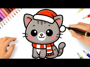 HOW TO DRAW A CUTE CAT EASY🐈🎅
