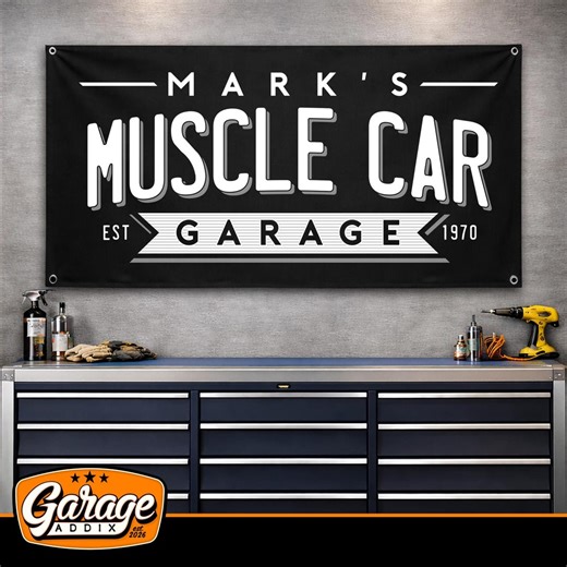Personalized Muscle Car Garage Banner 2x4 Ft Custom Name Shop Sign Man Cave Wall Art Gift for Dad Hot Rod Home Decor - Etsy