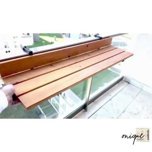 Solid Oak Foldable Balcony Table: Weatherproof Hanging Desk, Space-saving Design - Etsy