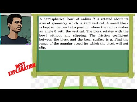 A hemispherical bowl of radius R is rotated about its axis of symmetry which is kept vertical. A