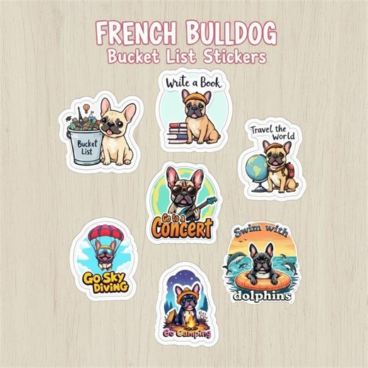 French Bulldog Bucket List Stickers, 7-pack Vinyl Decals (3 Inch), Waterproof Laptop Journal Bot - Etsy