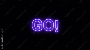 321 go neon animation on black background, 321 go countdown for racing game competition animated with alpha channel.
