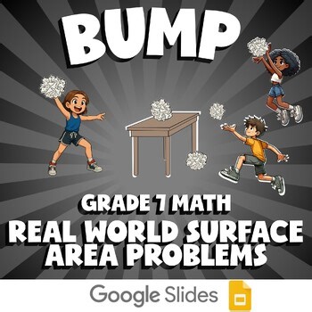 Real World Surface Area Problems BUMP Math Game | No Prep Grade 7 Review