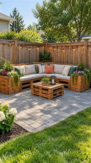 Empty Backyard Corner to Cozy Pallet Patio 🌿 #Shorts