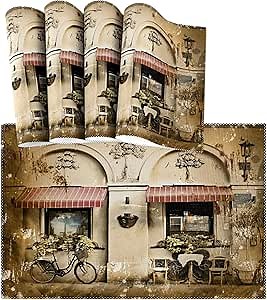 Retro Style French Paris Italian City Heat-Resistant Table Placemats Set of 4 Anti-Skid Table Mats Washable Eat Mat Home Dinner Decorative
