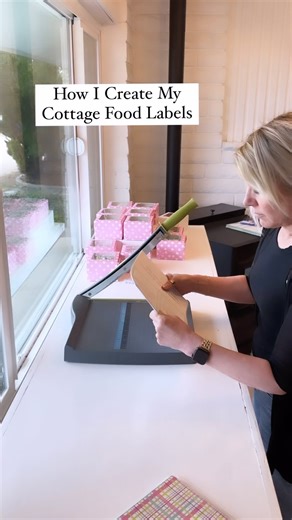 I have stopped using actual pre-sized labels because I never seem to get them aligned properly and it drives me crazy. My state also requires a lot of information on a label so I’d never be able to fit it all in. Here’s what I do instead: 1. I determine what size I need the label to be. For my bakery boxes, my labels are 4 x 8 inches. I can fit 2 labels per full sheet of copy paper. 2. I purchase copy paper that is actually sticker/label paper. That means it is a full sheet of paper with a stick