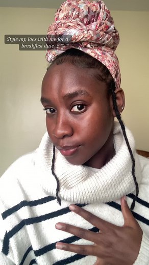 A quick headwrap style for an impromptu breakfast date ✨😊 #locs #loccare #haircare #locstyles
