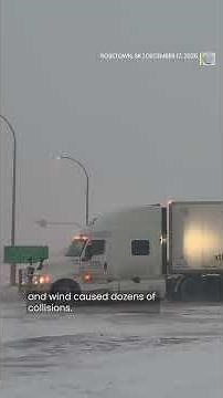 See the whiteout conditions that shutdown parts of the Prairies | #shorts