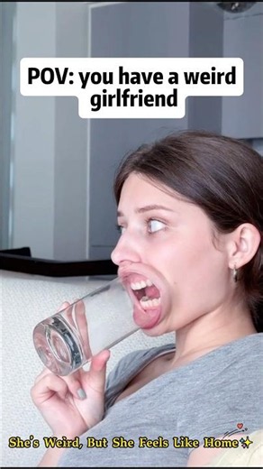 she’s weird but i’m too attached now❤️🤣#funny #husbandwife #couple #girlfriend #weirdgirl