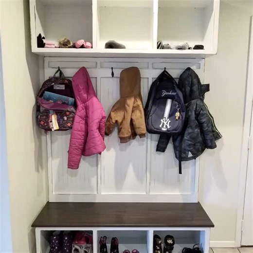 Long Island Entryway Hall Tree: Mudroom Bench With Shoe Storage & Coat Rack (3-section) - Etsy