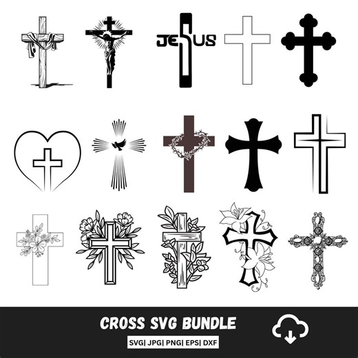 Cross SVG Bundle, Christian Cross Bundle, Cross Vector, Cross Clipart, Cross Silhouette - Digital Download Svg, Png, Dxf, Eps - Etsy