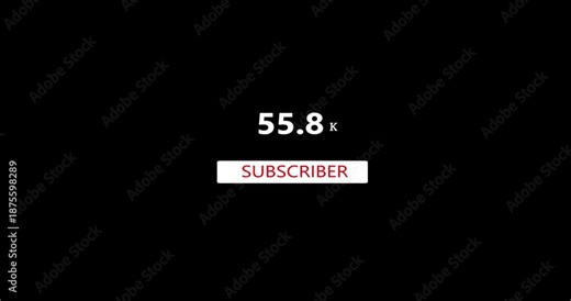 Subscriber Growing Numbers Overlay with Alpha Channel. Modern YouTube Milestone Animation Showing Rapid Subscriber Count Increase