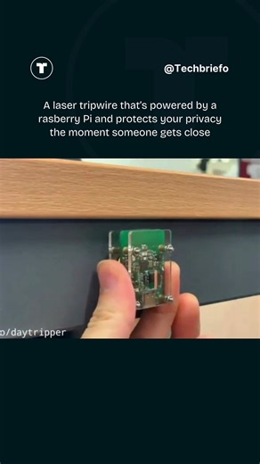 Tech Briefo on Instagram: "A Raspberry Pi laser tripwire instantly hides your screen the moment someone nears your desk. A laser beam hits a light sensor—when broken, the Pi locks your session, blanks the display, or flips to a safe window faster than you could hit Ctrl+Alt+Del. Setup is dead simple: Pi + laser pointer + light sensor + basic wiring. A tiny Python script watches the sensor 24/7, triggering instant privacy actions like muting audio or closing apps. Desk-front beams or doorway trap