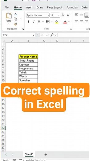 Fix Excel Spelling FAST! ✨ #microsoft #exceltricks #exceltraining #spreadsheet